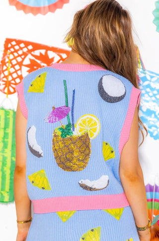 Queen of Sparkles Pina Colada Queen Sweater Vest-Tops-Queen of Sparkles-L. Mae Boutique & Wild Mabel Clothing