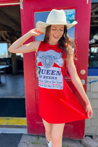 Queen of Sparkles Red Queen of Beers Tee Dress-Queen of Sparkles-L. Mae Boutique
