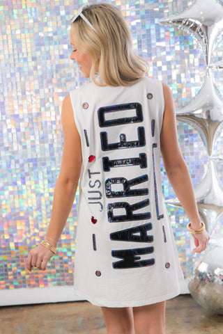 Queen of Sparkles White Just Married Tank Dress-Queen of Sparkles-L. Mae Boutique