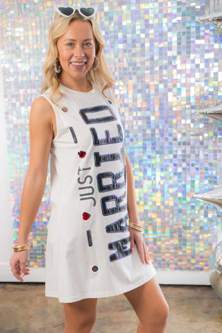 Queen of Sparkles White Just Married Tank Dress-Dresses-Queen of Sparkles-L. Mae Boutique & Wild Mabel Clothing