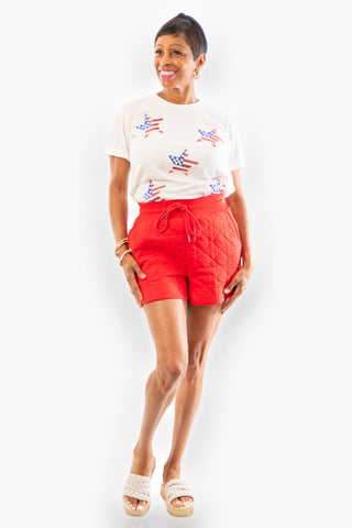 Quinn Red Quilted Shorts-Entro-L. Mae Boutique