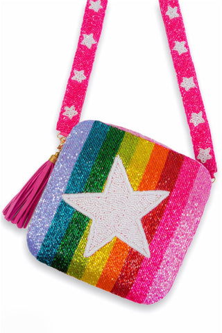 Rainbow Stripe Star Beaded Bag-Accessories-L. Mae Boutique-L. Mae Boutique & Wild Mabel Clothing