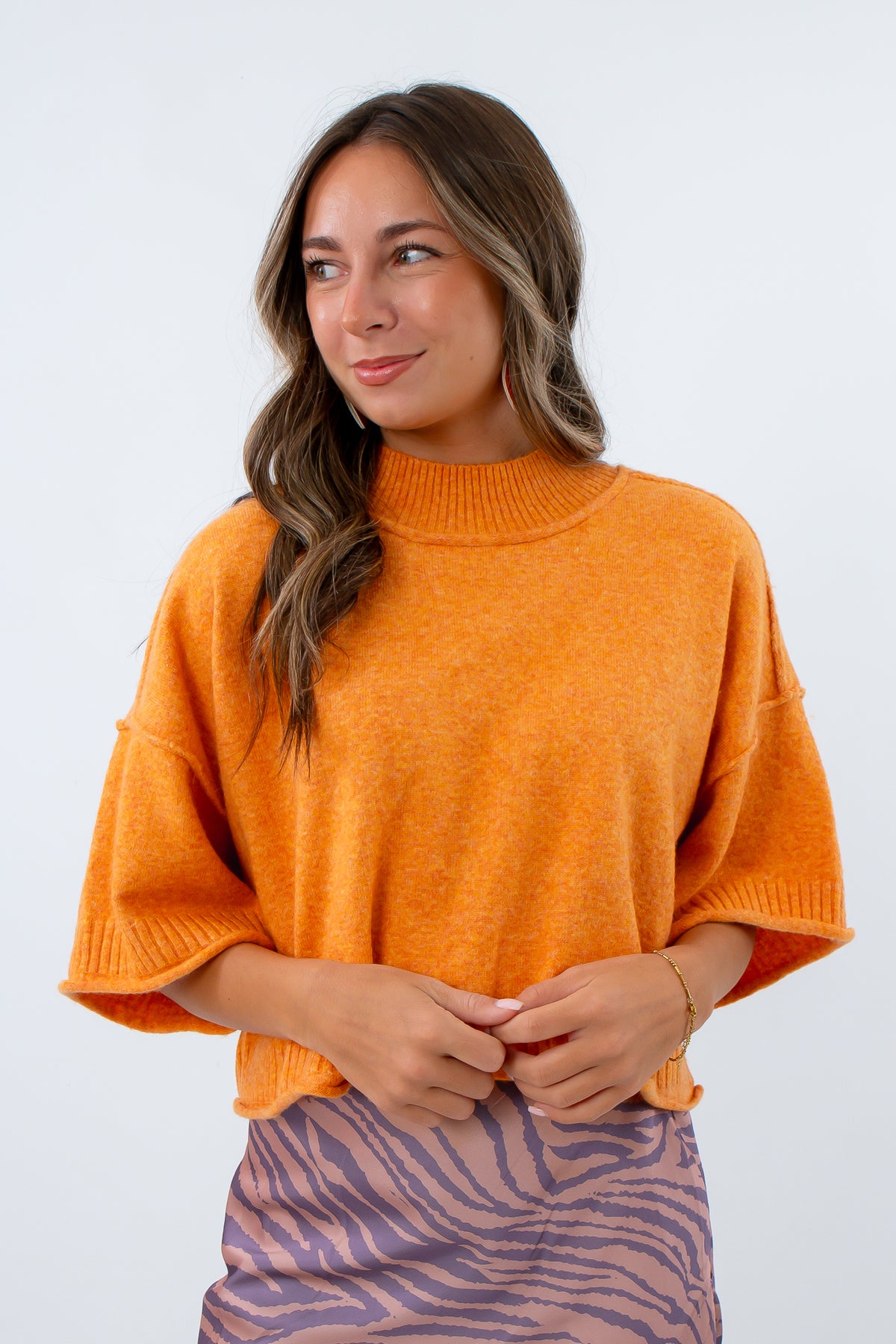 Rally Orange Short Sleeve Sweater