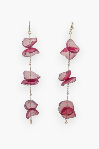 Red Flower Chain Drop Earrings-Jewelry-Pannee-L. Mae Boutique & Wild Mabel Clothing