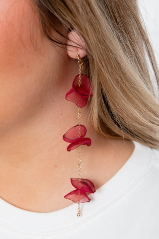 Red Flower Chain Drop Earrings-Jewelry-Pannee-L. Mae Boutique & Wild Mabel Clothing