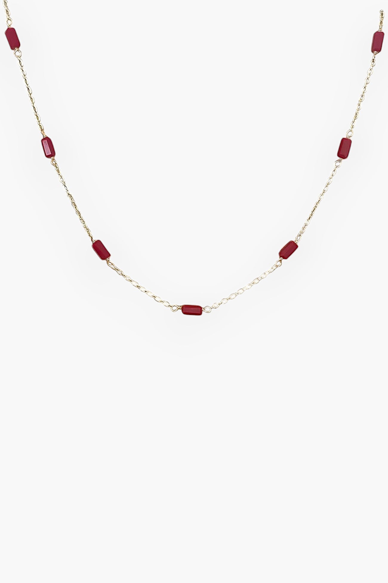 Red Gem Gold Chain Necklace-Jewelry-Pannee-L. Mae Boutique & Wild Mabel Clothing