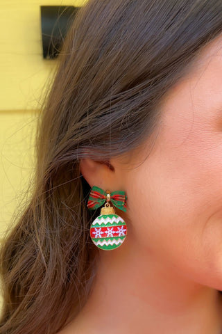 Red & Green Christmas Ornament Earrings-Jewelry-Golden Stella-L. Mae Boutique & Wild Mabel Clothing