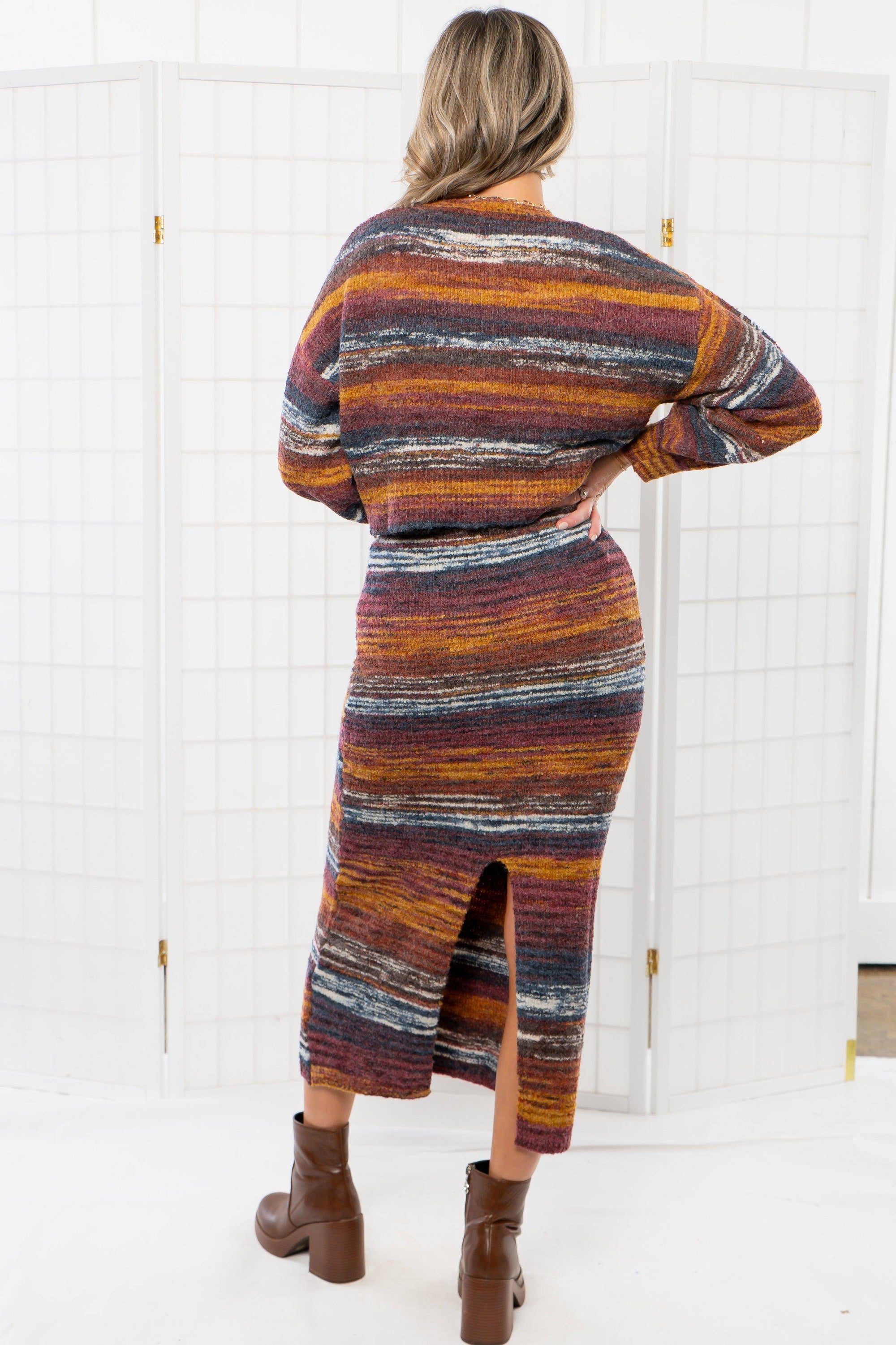 Rita Boucle Multi Color Striped Knit Skirt-Bottoms-Needii-L. Mae Boutique &amp; Wild Mabel Clothing