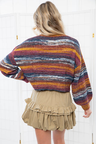 Rita Multi Stripe Boucle Cropped Sweater-Tops-Needii-L. Mae Boutique & Wild Mabel Clothing