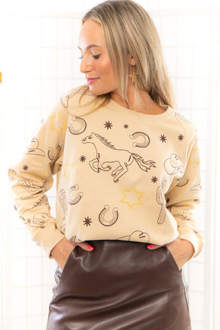 Rodeo Western Icon Crewneck-Tops-Blue B-L. Mae Boutique & Wild Mabel Clothing