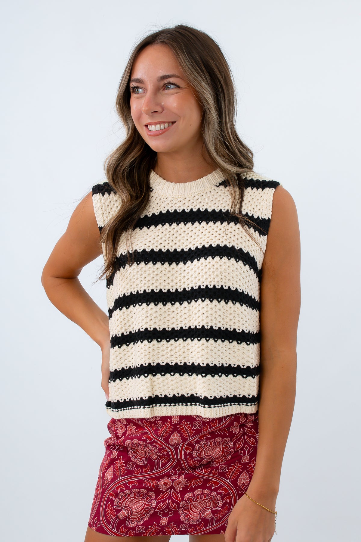 Ryan Striped Sleeveless Sweater