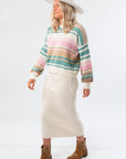 Esther Blue Striped Knit Long Sleeve Sweater