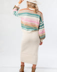 Esther Blue Striped Knit Long Sleeve Sweater