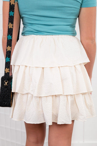 Samara Cream Textured Tiered Skirt-Entro-L. Mae Boutique