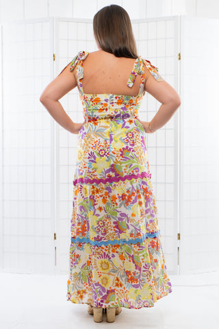 Sammie Twill Tie Strap Floral Dress-Fate-L. Mae Boutique