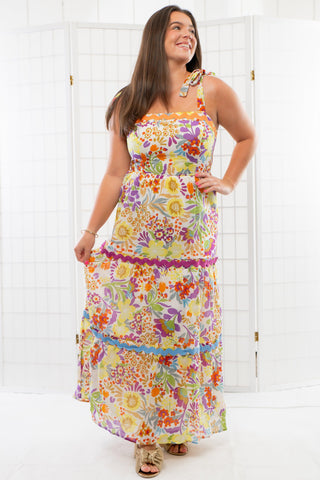 Sammie Twill Tie Strap Floral Dress-Fate-L. Mae Boutique