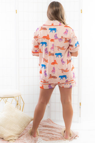 Satin Tigers Short Sleeve PJ Set-Onesies-Peach Love California-L. Mae Boutique & Wild Mabel Clothing