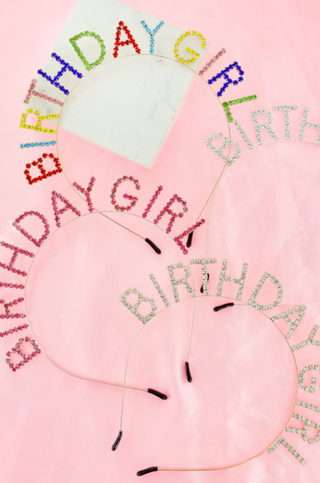Birthday Girl Silver Rhinestone Headband-Sophia Collection-L. Mae Boutique