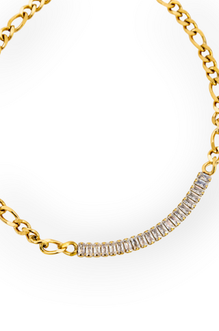 Dual Chain and Baguette Stone Necklace-Lovoda-L. Mae Boutique