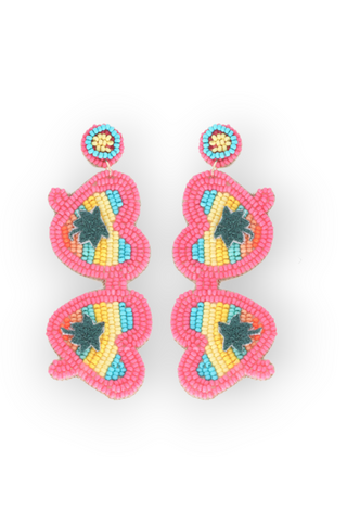 Malibu Beaded Heart Sunglass Earrings-Sophia Collection-L. Mae Boutique