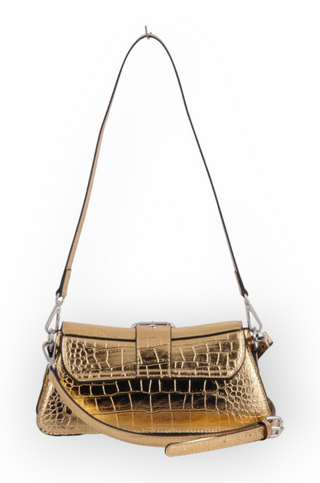 Energetic Metallic Gold Embossed Crocodile Bag-Most Wanted USA-L. Mae Boutique