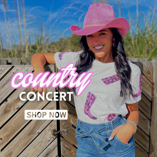 Country Concert Outfit Ideas - Sequin Boot Tee & Dress - L. Mae Boutique