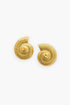 Seashell Swirl Gold-Plated Earrings with a ribbed shell design, triple-plated in 18K gold. Water-resistant and perfect for ocean lovers.