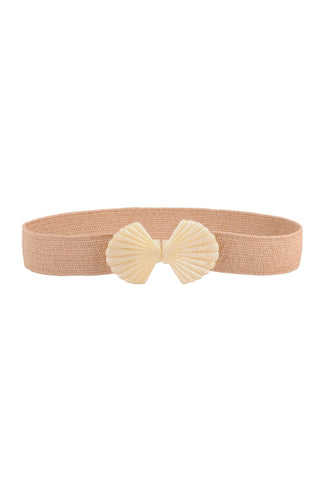 Shell Yeah Tan Acrylic Sea Shell Stretchy Belt-Most Wanted USA-L. Mae Boutique