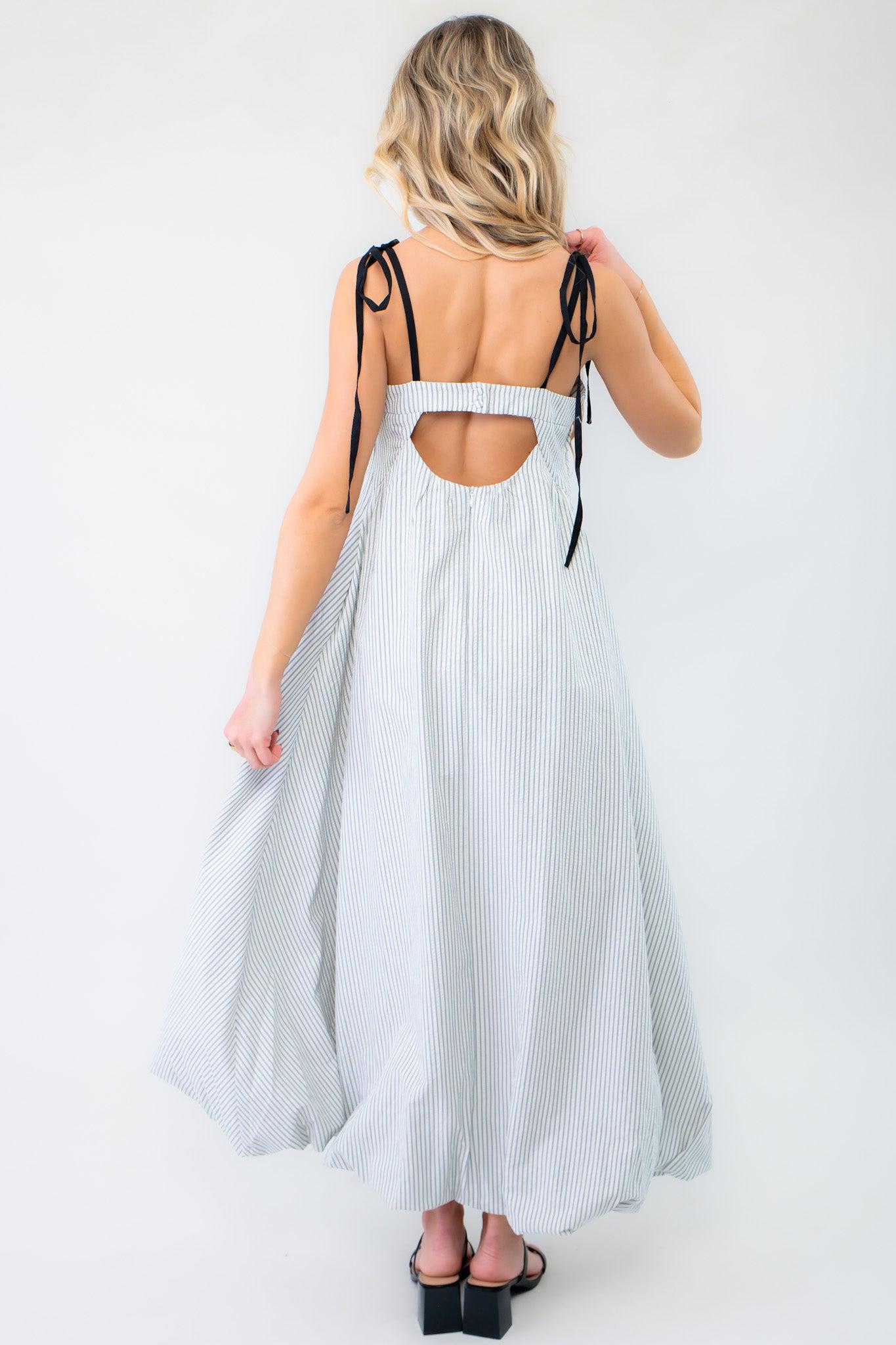 Shoreline Striped Bubble Hem Maxi Dress-Dresses-Heyson-L. Mae Boutique &amp; Wild Mabel Clothing