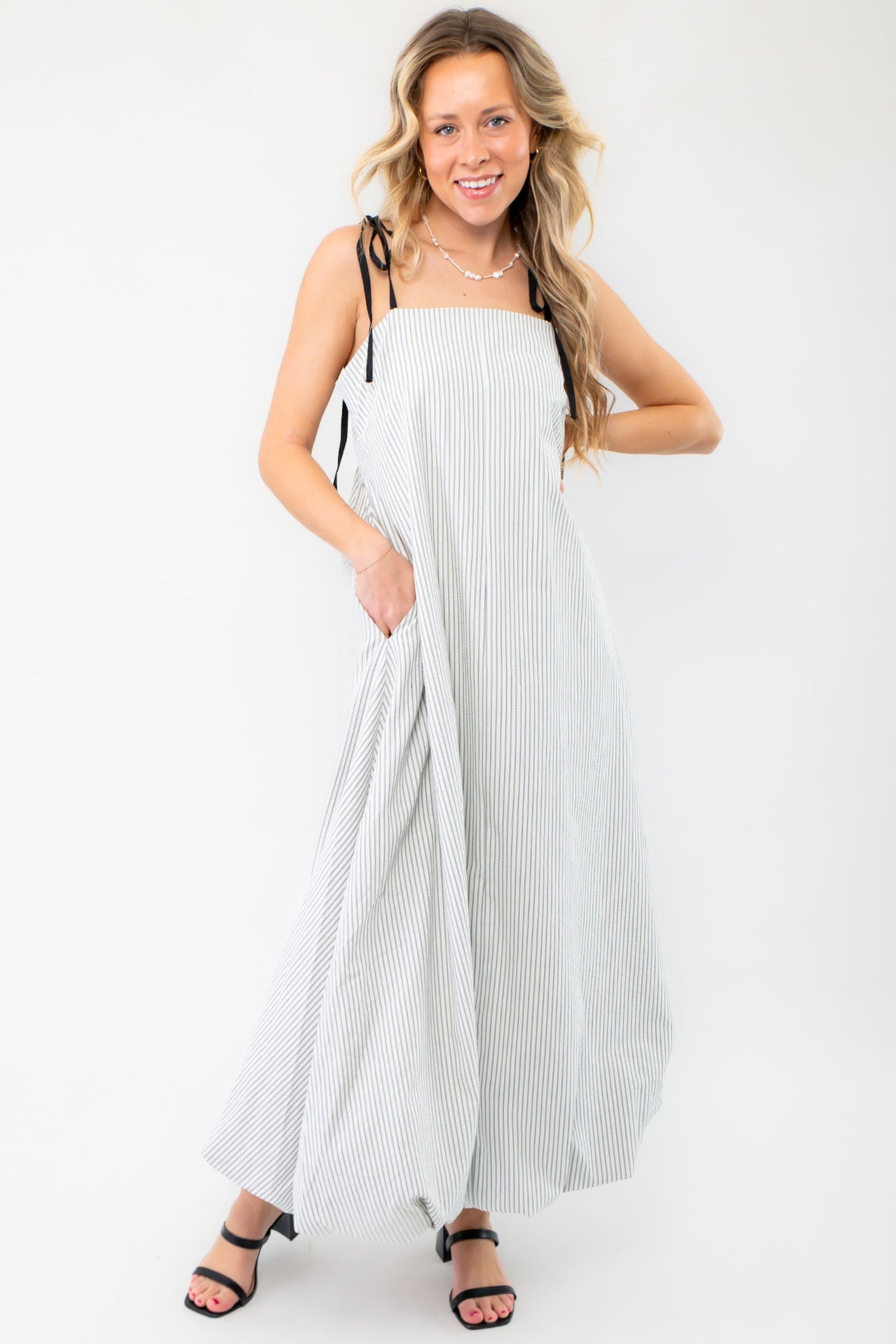 Shoreline Striped Bubble Hem Maxi Dress-Dresses-Heyson-L. Mae Boutique & Wild Mabel Clothing