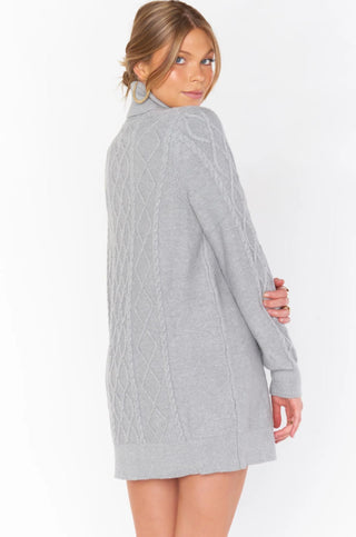 Show Me Your Mumu Grey Cable Knit Montreal Mini Dress-Dresses-Show Me Your Mumu-L. Mae Boutique & Wild Mabel Clothing