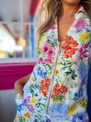 Show Me Your Mumu Ivory Botanical Floral Denim Reno Romper-Onesies-Show Me Your Mumu-L. Mae Boutique & Wild Mabel Clothing