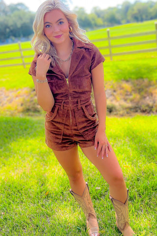 Show Me Your Mumu Saddle Brown Corduroy Outlaw Romper-Onesies-Show Me Your Mumu-L. Mae Boutique & Wild Mabel Clothing