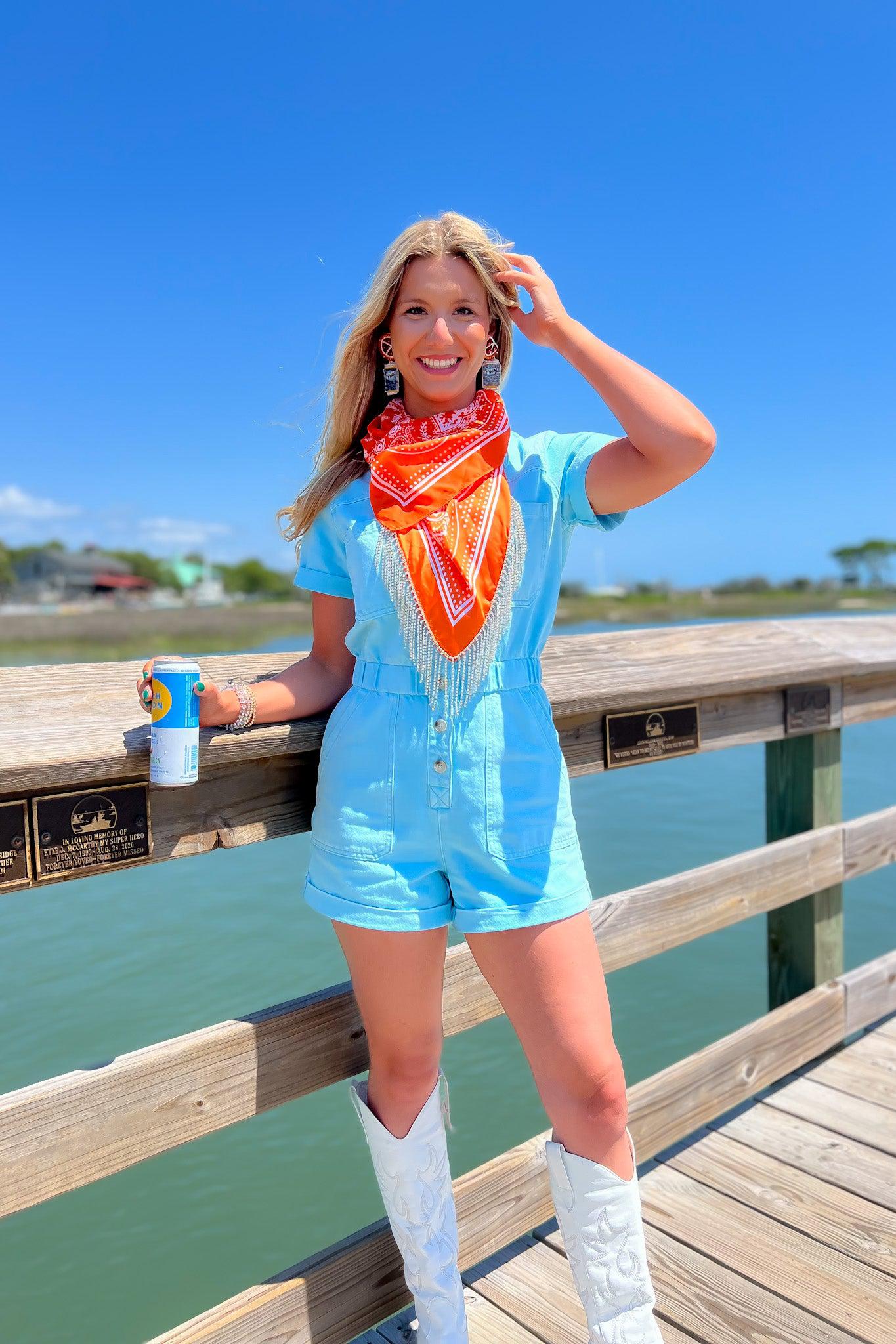 Show Me Your Mumu Spring Blue Denim Cannon Romper-Onesies-Show Me Your Mumu-L. Mae Boutique & Wild Mabel Clothing