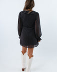 Feminine fall dress with ruffle accents and mini length silhouette, Game day style dress for Georgia and South Carolina fans