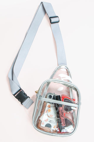 Silver & Clear Sling Bag-Bags/Purses-Queens Designs-L. Mae Boutique & Wild Mabel Clothing