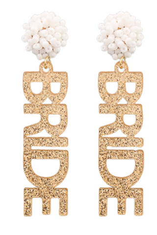Silver Glitter Bride Drop Earrings-Golden Stella-L. Mae Boutique
