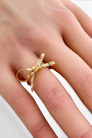 Simply Extraordinary Gold Bow Chain Ring-Jewelry-OMG Blings-L. Mae Boutique & Wild Mabel Clothing