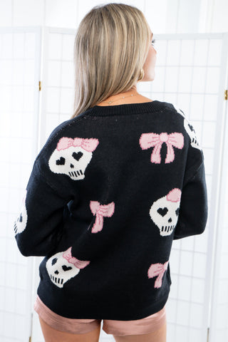 Skull & Bows Halloween Button Down Cardigan-Tops-Miss Sparkling-L. Mae Boutique & Wild Mabel Clothing