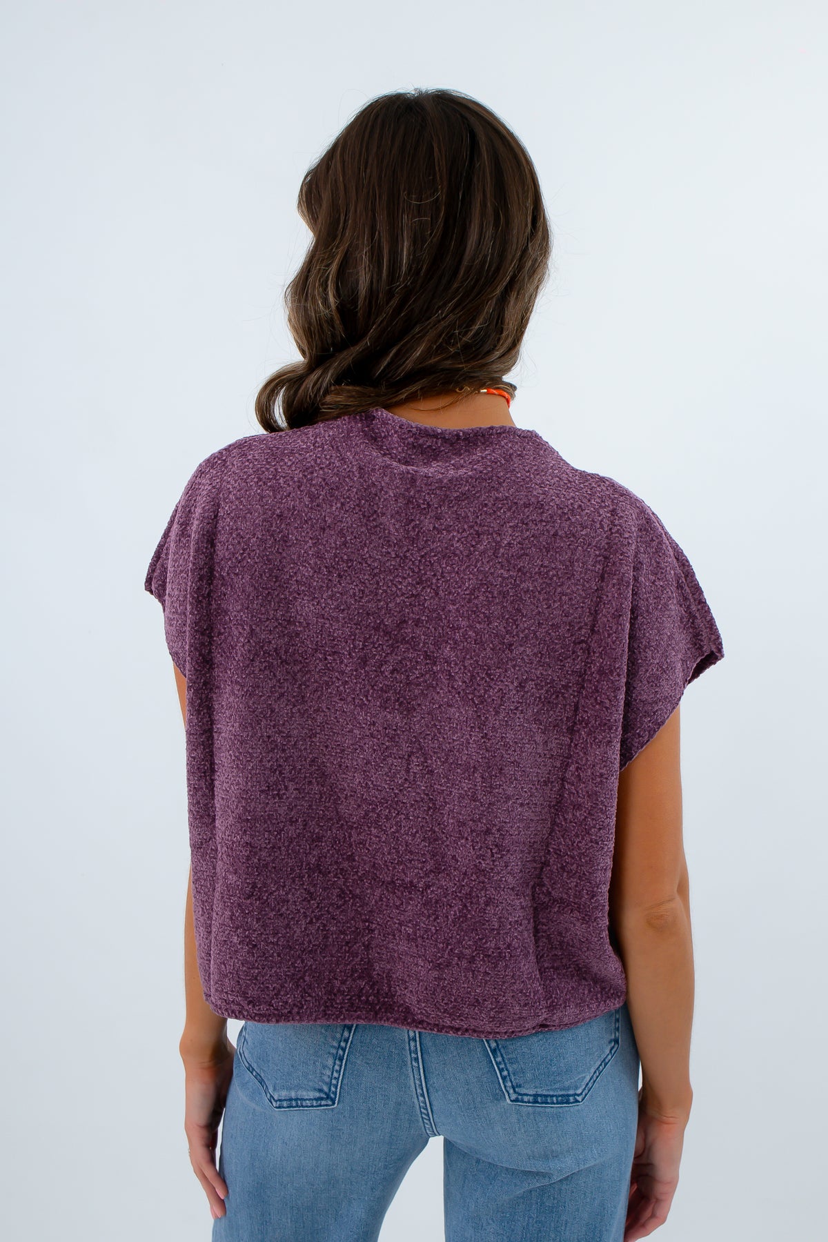 Purple game day shirt with chic textured details, fall-friendly LSU and Clemson spirit wear in purple, Comfortable and stylish knit top for cool fall evenings