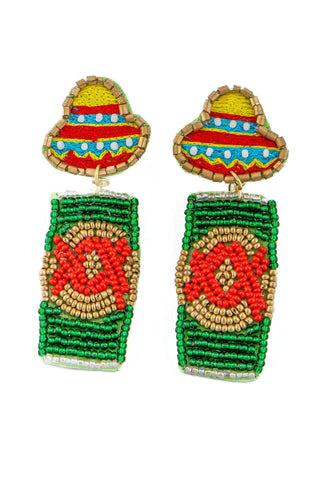 Sombrero & Beer Beaded Earrings-Jewelry-Golden Stella-L. Mae Boutique & Wild Mabel Clothing