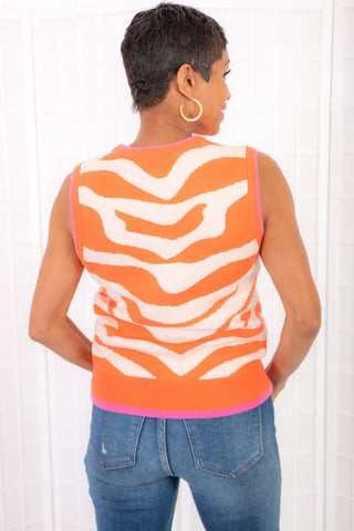 THML Coral Tiger Stripe Sleeveless Sweater Vest-THML-L. Mae Boutique