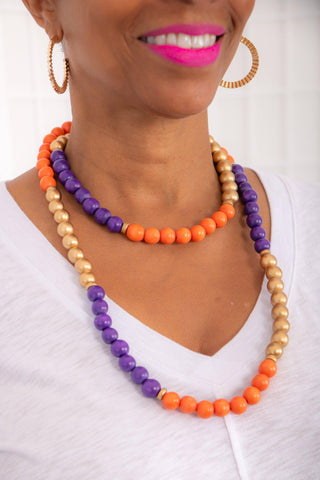 The Mila Necklace Orange and Purple-Carolina Strung-L. Mae Boutique