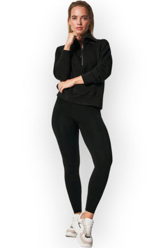 Spanx Black Air Essentials Half Zip-Tops-Spanx-L. Mae Boutique & Wild Mabel Clothing