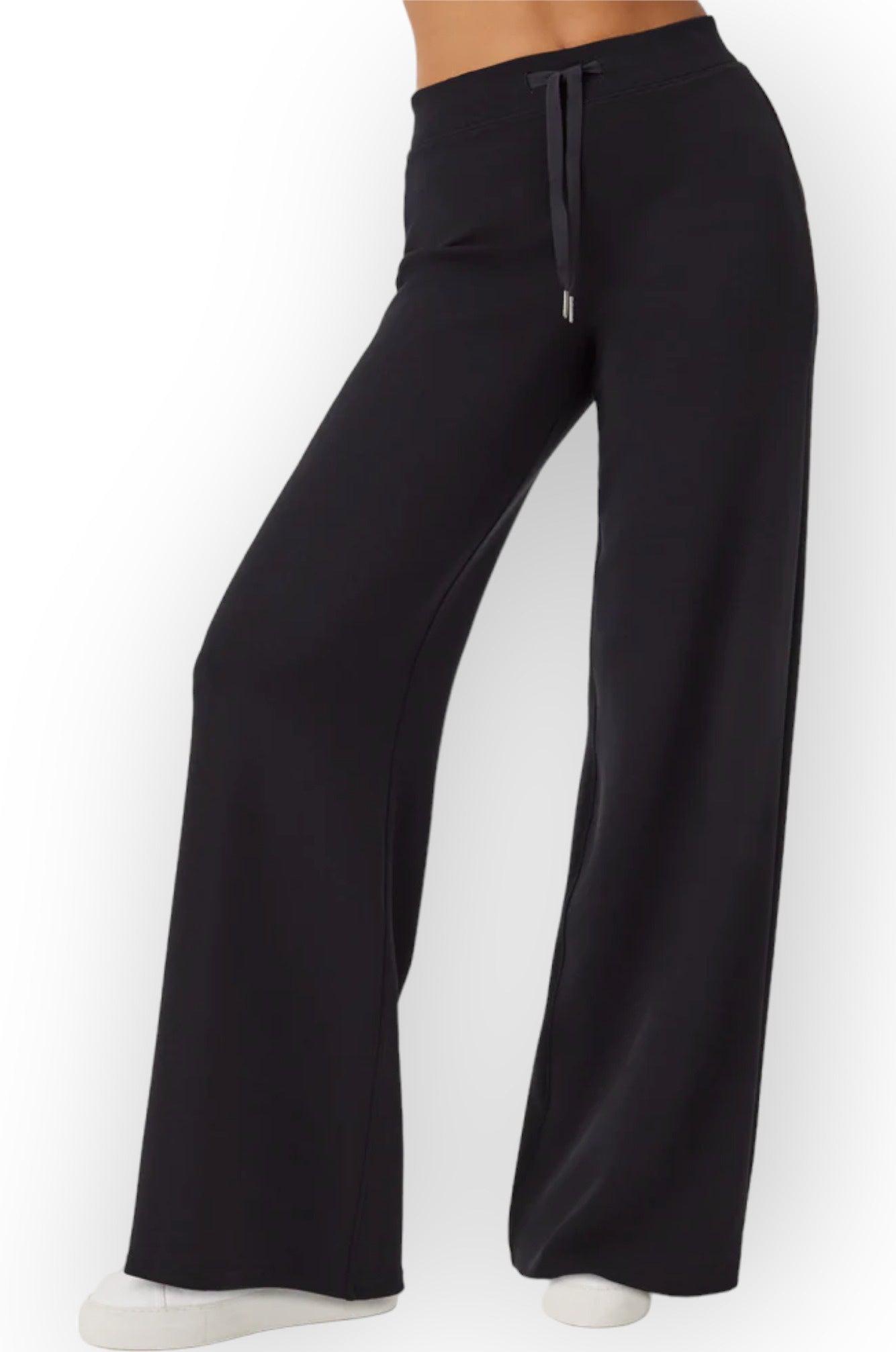 Spanx Black Air Essentials Wide Leg Pant-Bottoms-Spanx-L. Mae Boutique & Wild Mabel Clothing