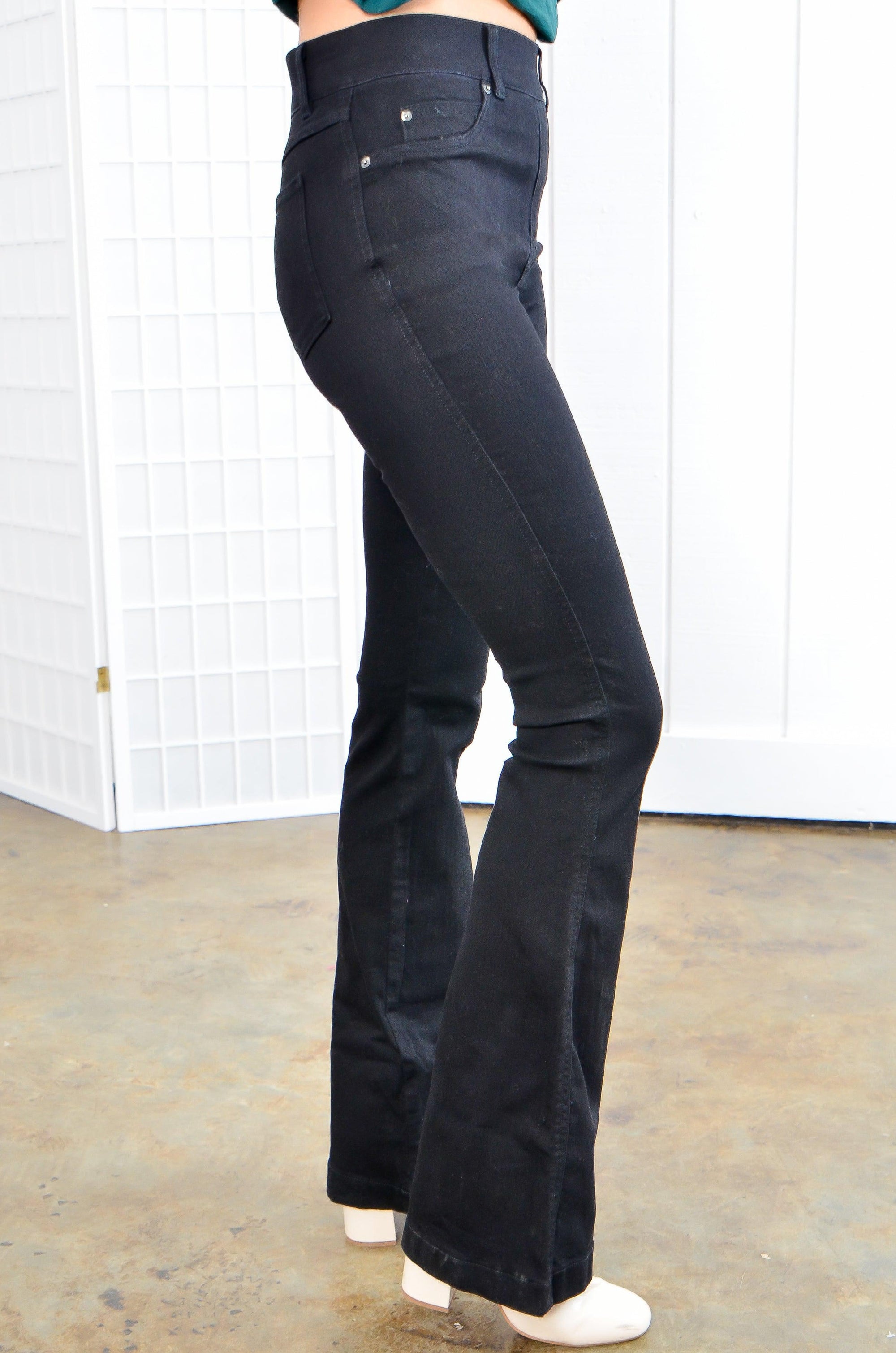 Spanx Clean Black Flare Jeans-Denim-Spanx-L. Mae Boutique & Wild Mabel Clothing