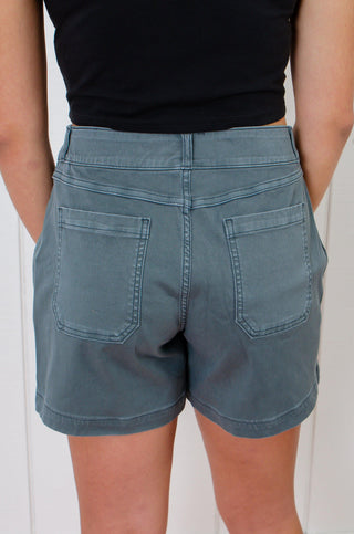 Spanx Hazy Grey Blue 6" Twill Shorts-Spanx-L. Mae Boutique