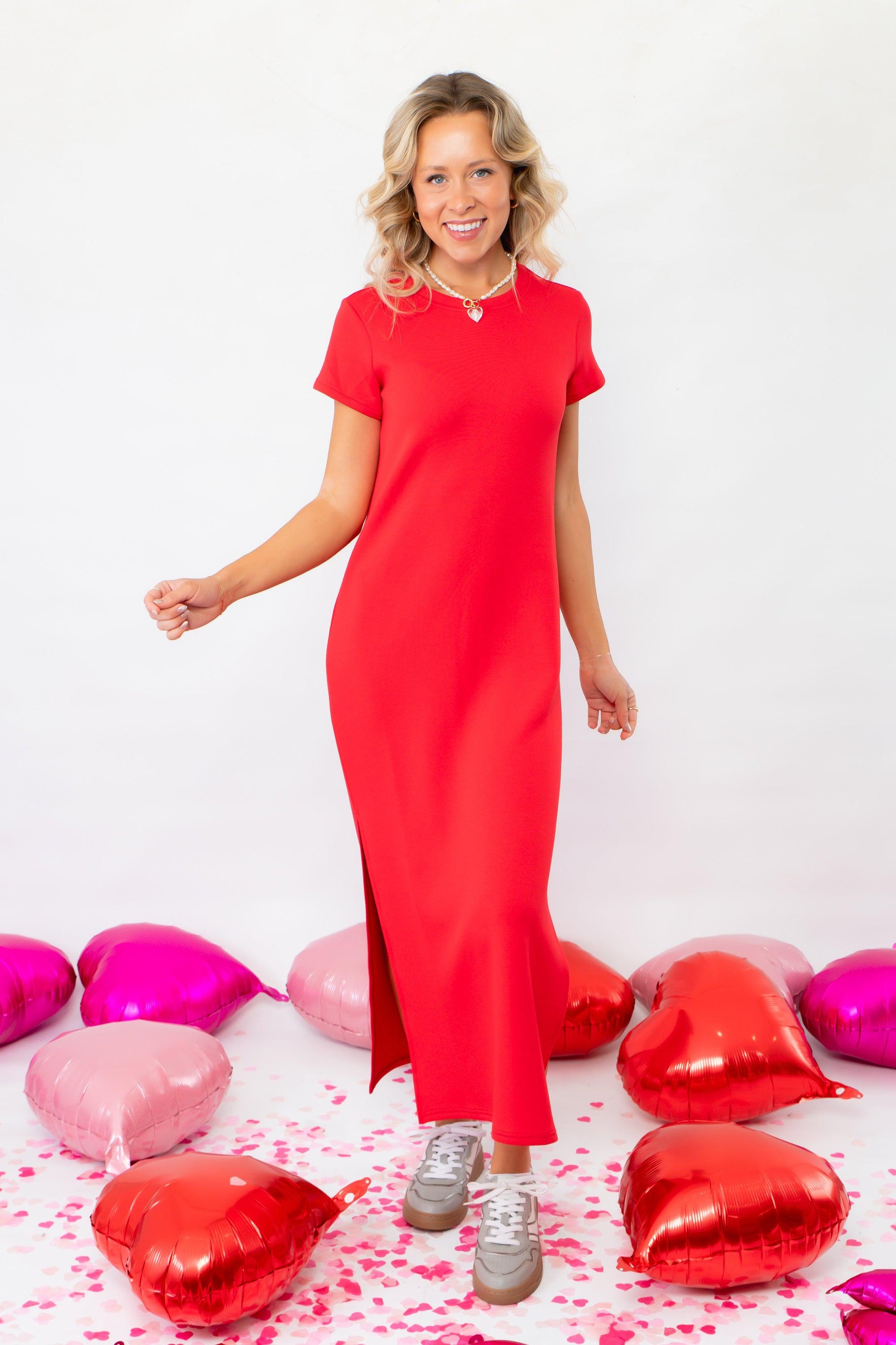 Spanx Red AirEssentials Maxi Dress-Dresses-Spanx-L. Mae Boutique & Wild Mabel Clothing