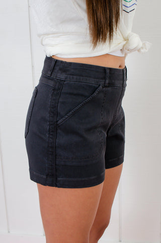 Spanx Washed Black 4" Twill Shorts-Spanx-L. Mae Boutique
