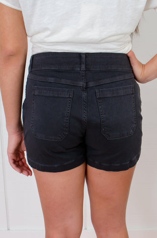 Spanx Washed Black 4" Twill Shorts-Bottoms-Spanx-L. Mae Boutique & Wild Mabel Clothing